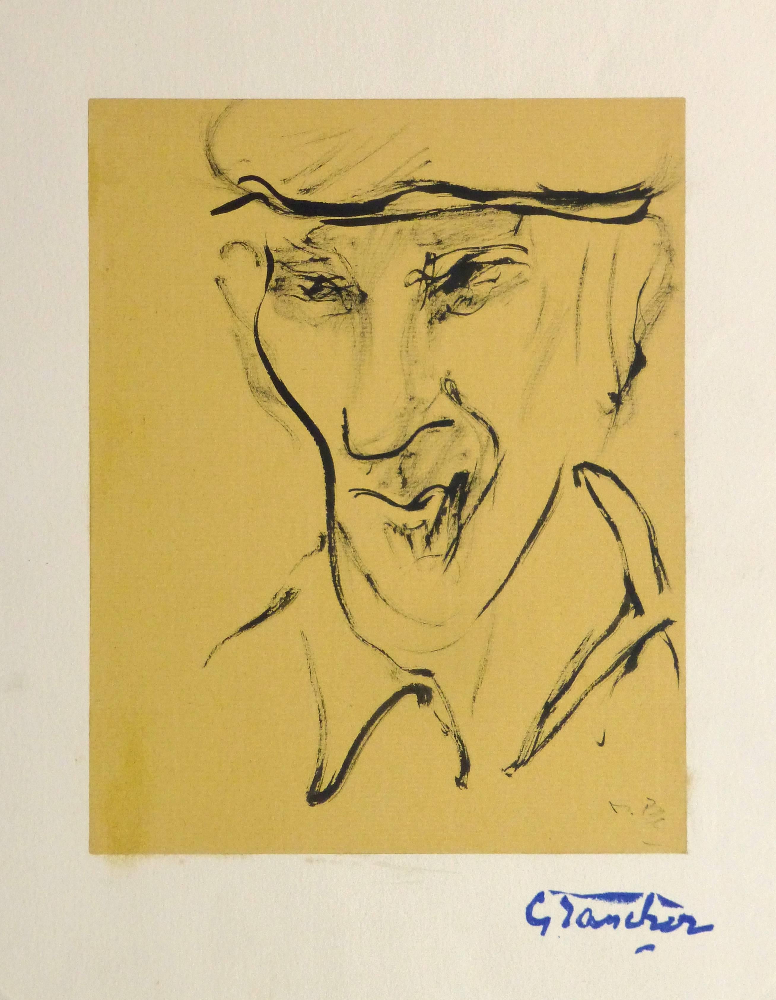 Portrait Painting di Jean-Baptiste Grancher - Ritratto a inchiostro francese - Il bracciante