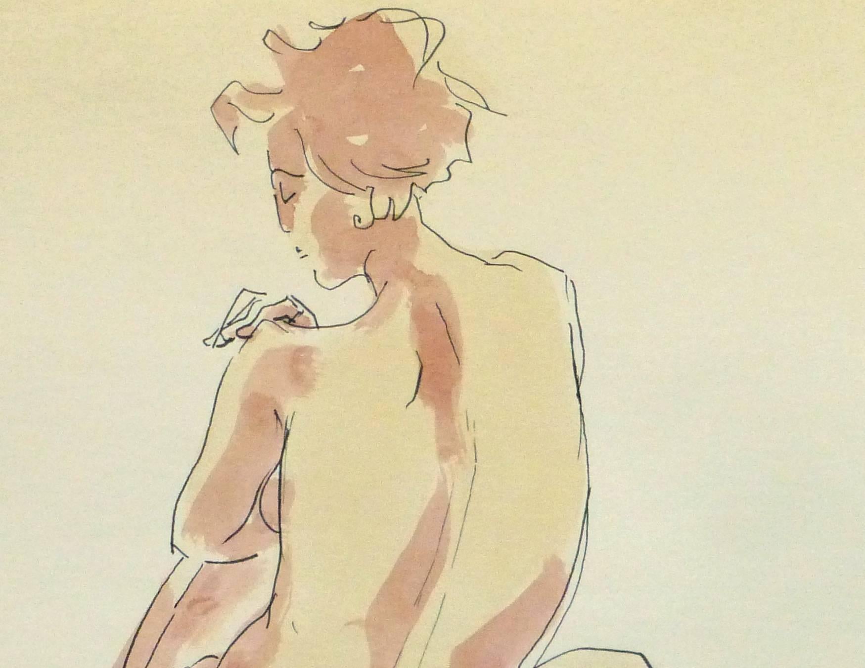 French Ink & Watercolor - Pink Nude 1