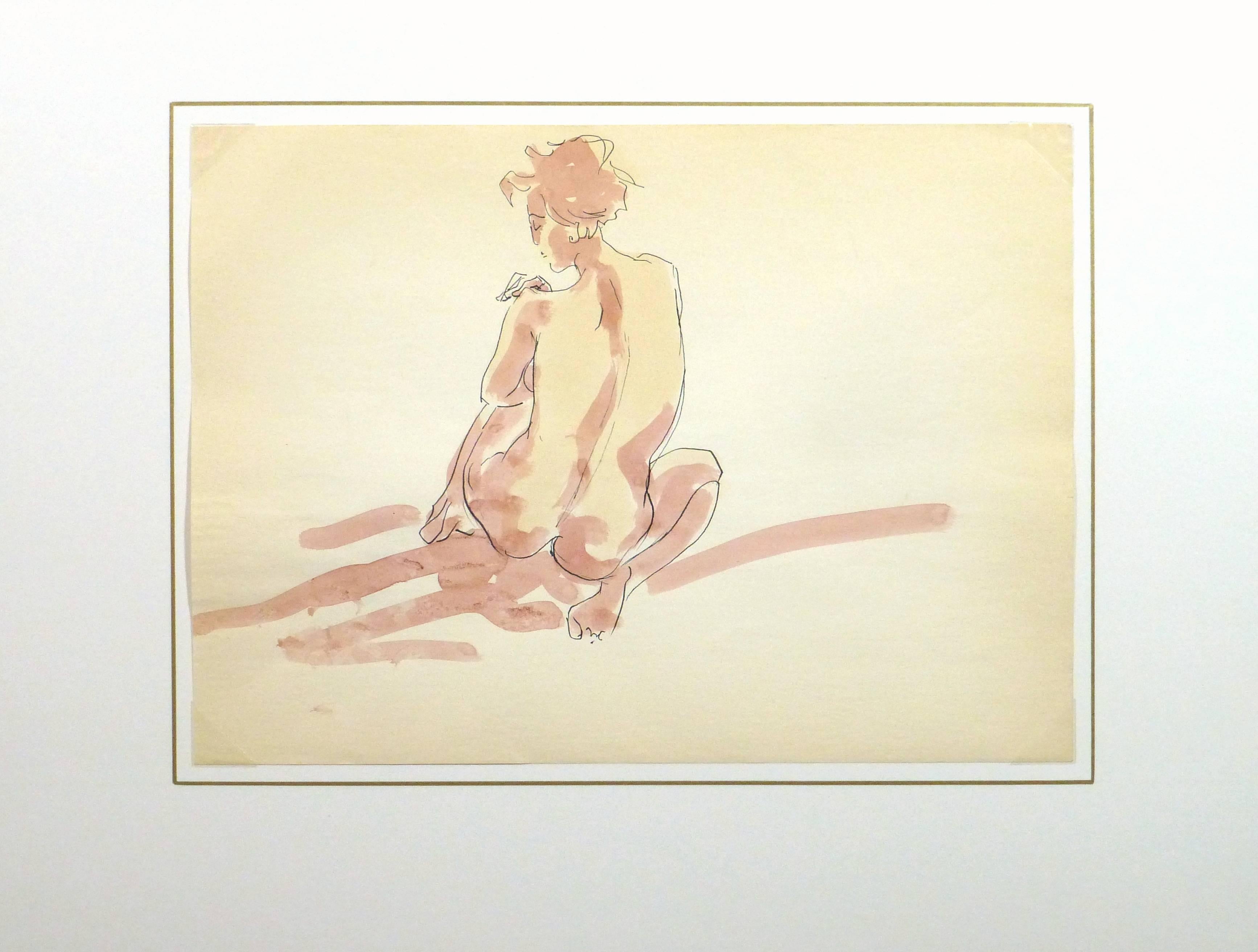 French Ink & Watercolor - Pink Nude 2