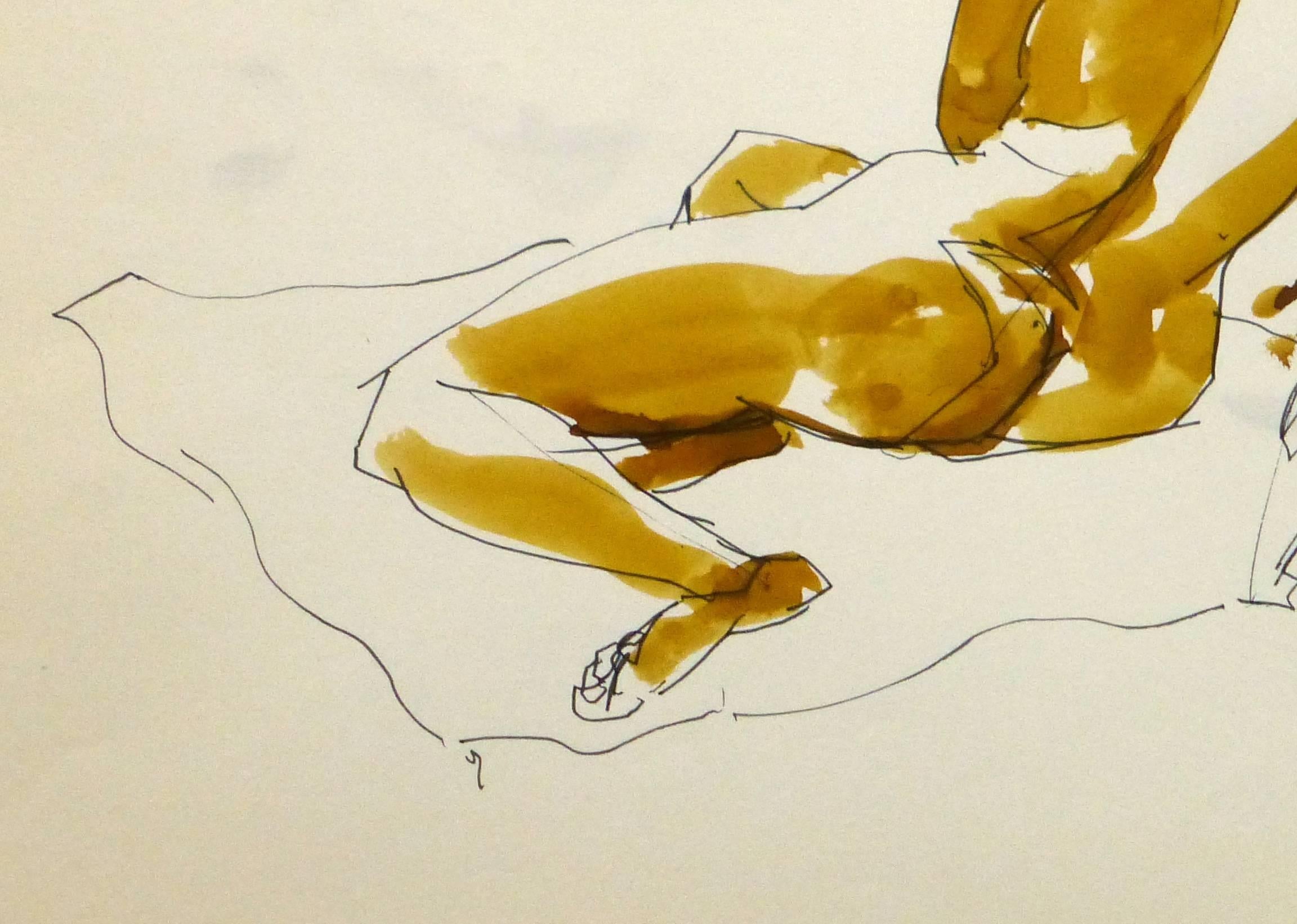 French Ink & Watercolor -  - Beige Nude by Unknown