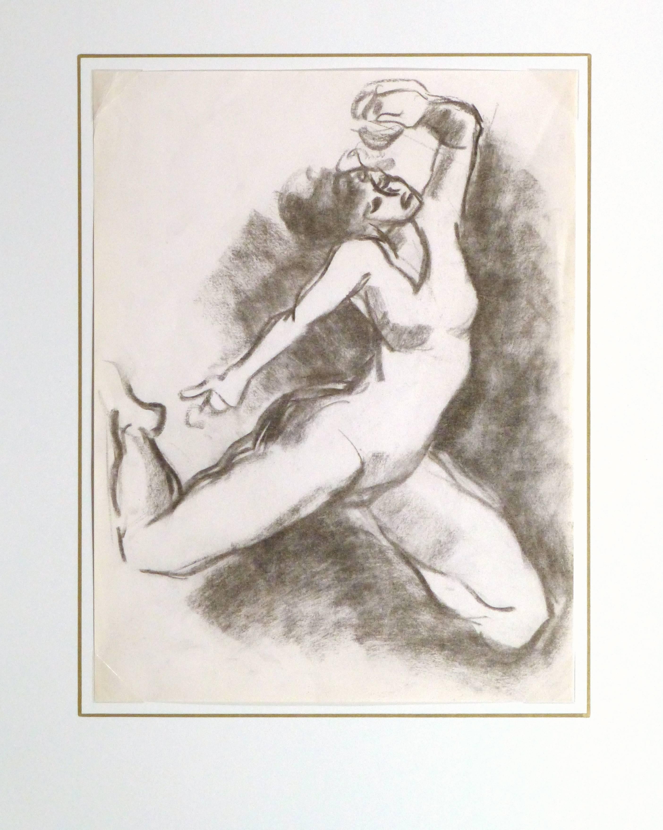 Charcoal Drawing - The Dancer - Gray Figurative Art by Unknown