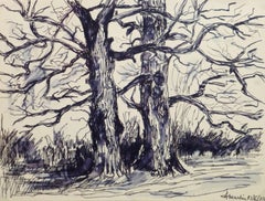French Pen & Ink - Two Trees