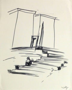 Ink Drawing - Egyptian Steps to Temple