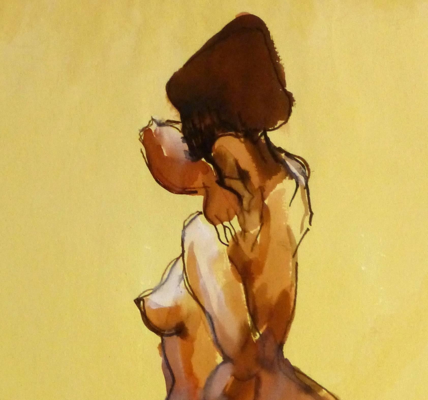 Watercolor and Ink Nude - Beauty - Painting by Kei Mitsuuchi