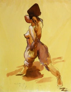 Vintage Watercolor and Ink Nude - Beauty