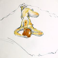 French Watercolor & Ink Nude - Contentment 