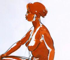 Carboncillo y Lavado de Tinta - Dibujo de Desnudo