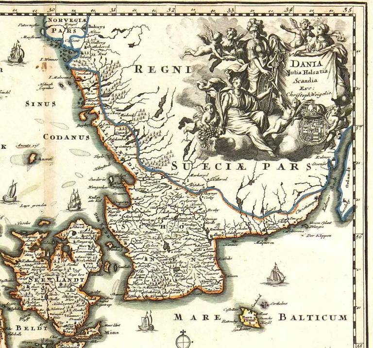 Unknown Map of Denmark, 1724 For Sale at 1stDibs