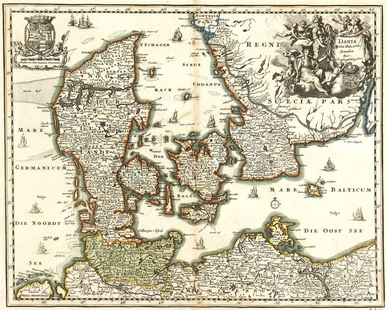 Unknown Print - Map of Denmark,  1724