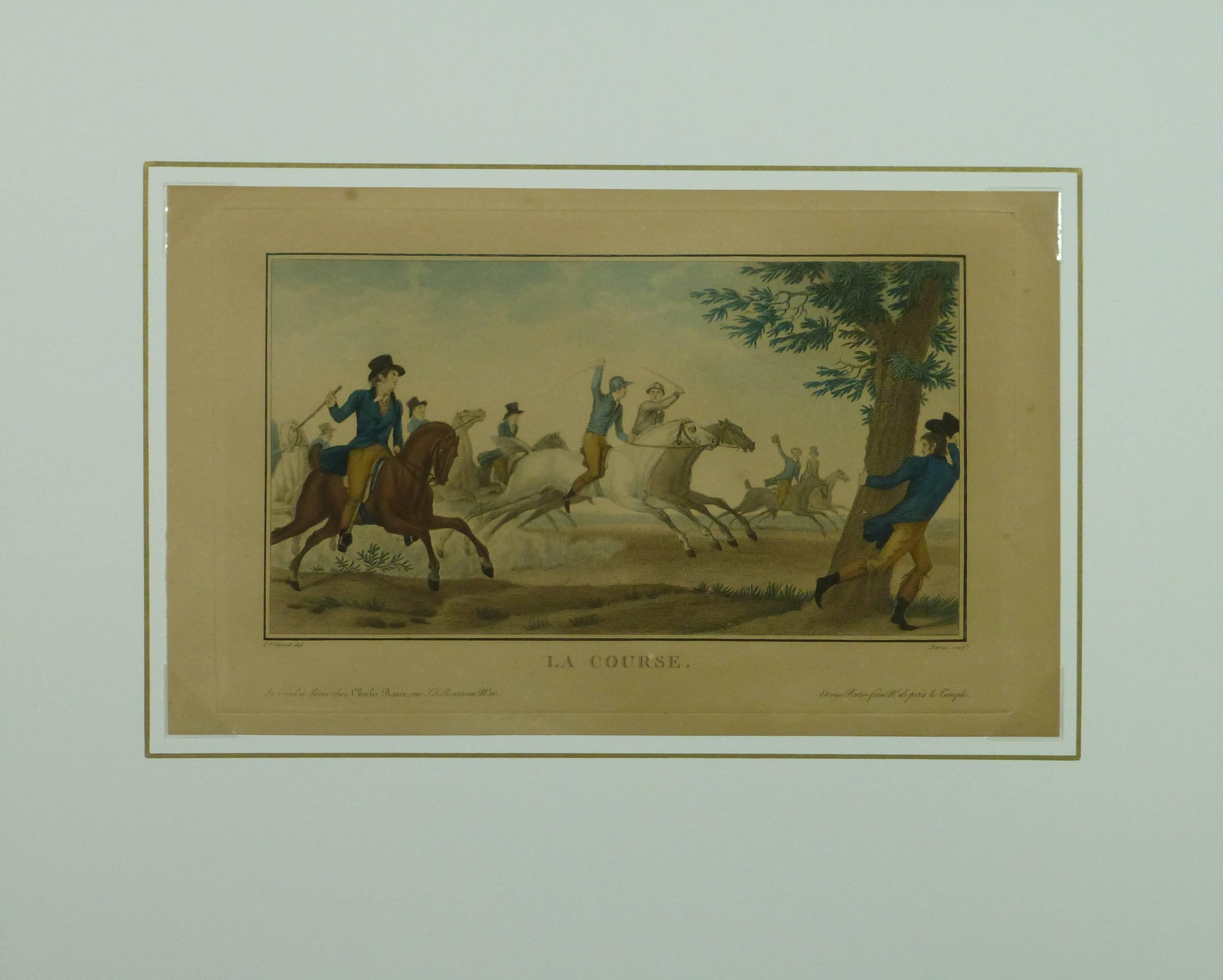 Pferderennen (Braun), Animal Print, von Charles Vernet