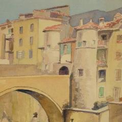 Antique French Paesaggio dipinto