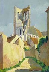 Vintage French Church Painting