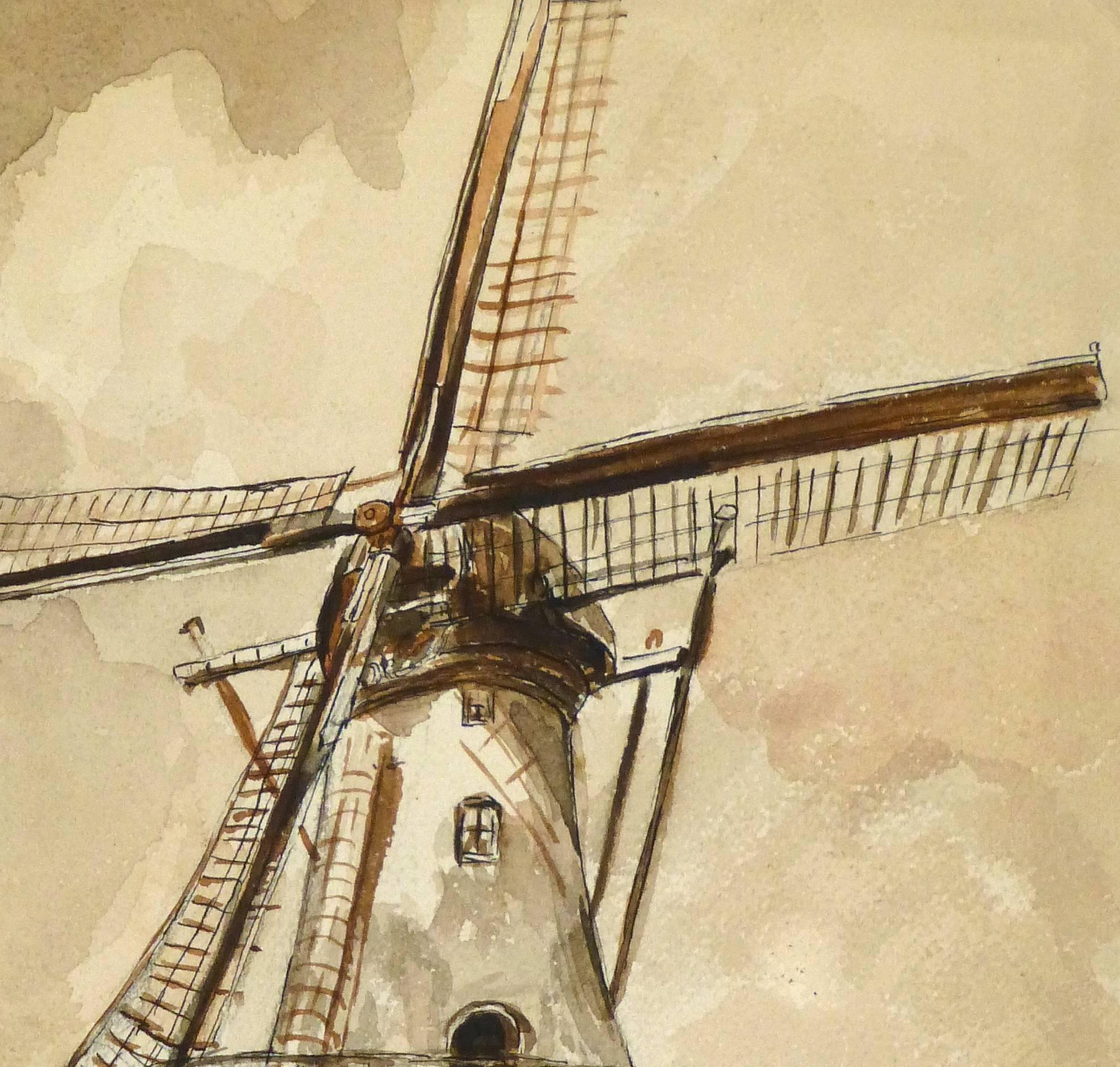 watercolor windmill