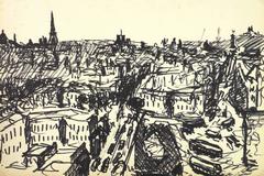 Paris Skyline Pen Drawing