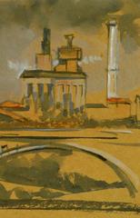 Skyline industriale francese con ponte