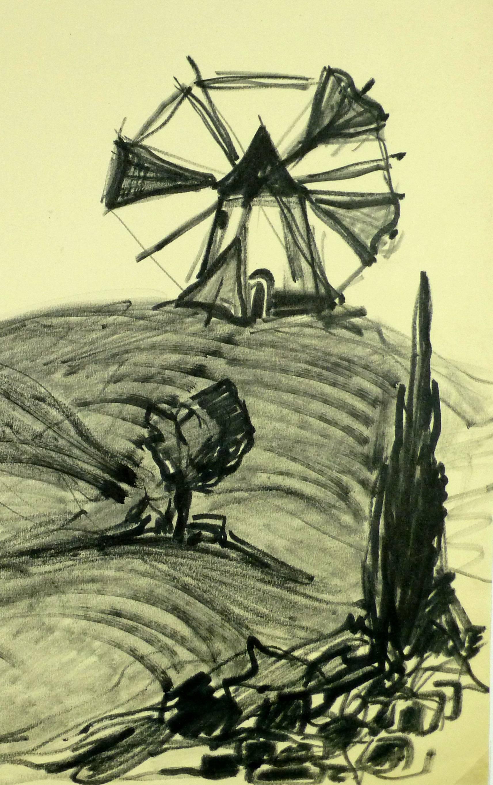 Molinos de viento - Landscape Art Beige de Jean-Baptiste Grancher