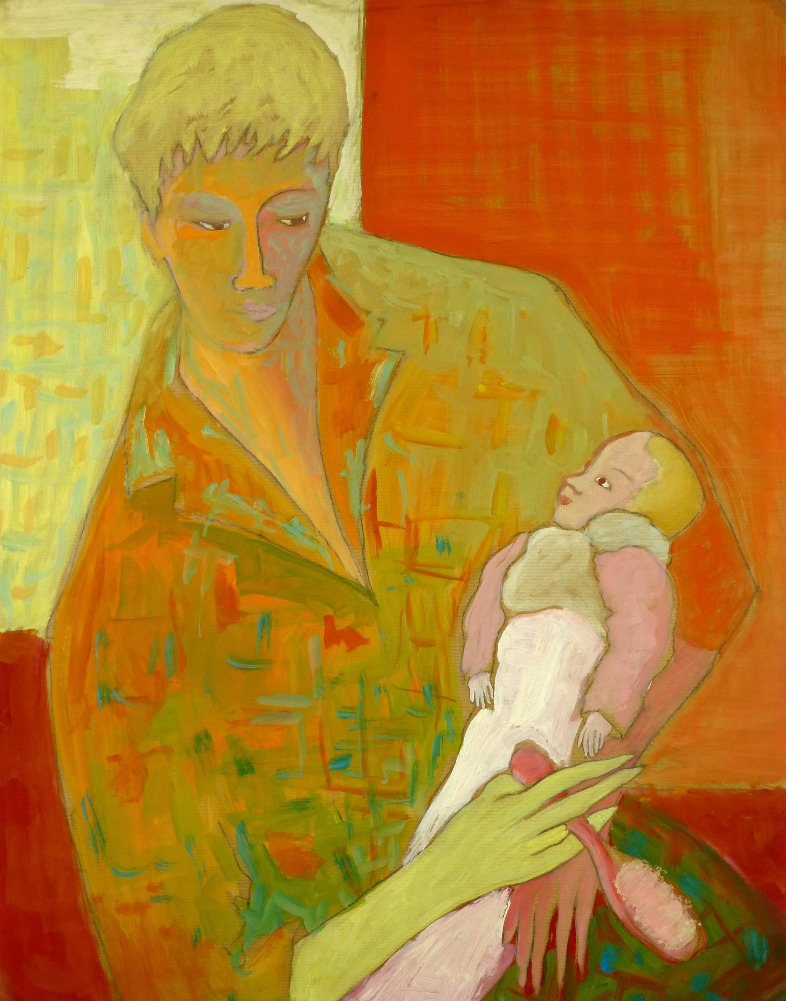 Unknown Portrait Painting - Parent and Child