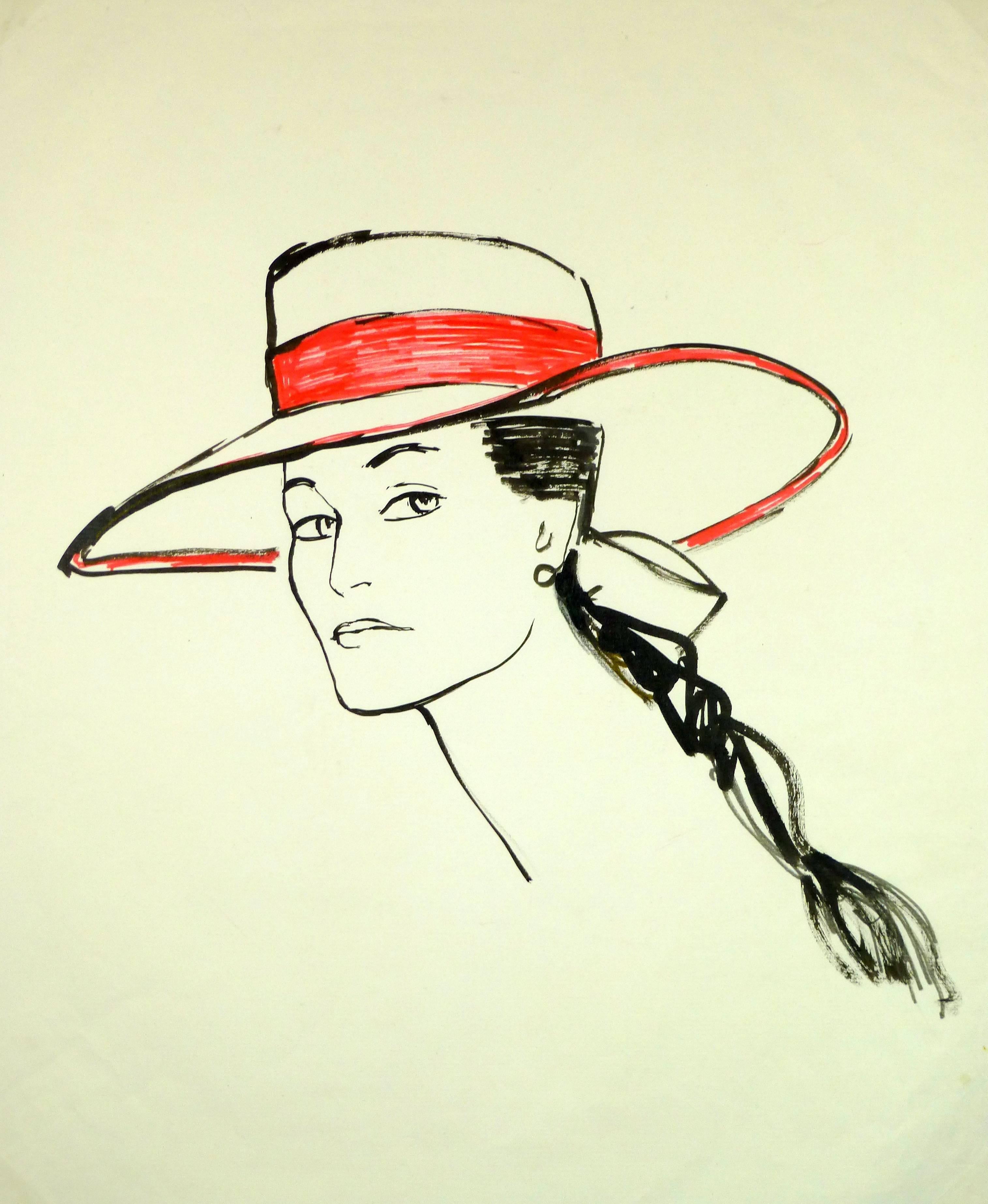 Portrait Unknown - Woman in Red Hat (femme à chapeau rouge)