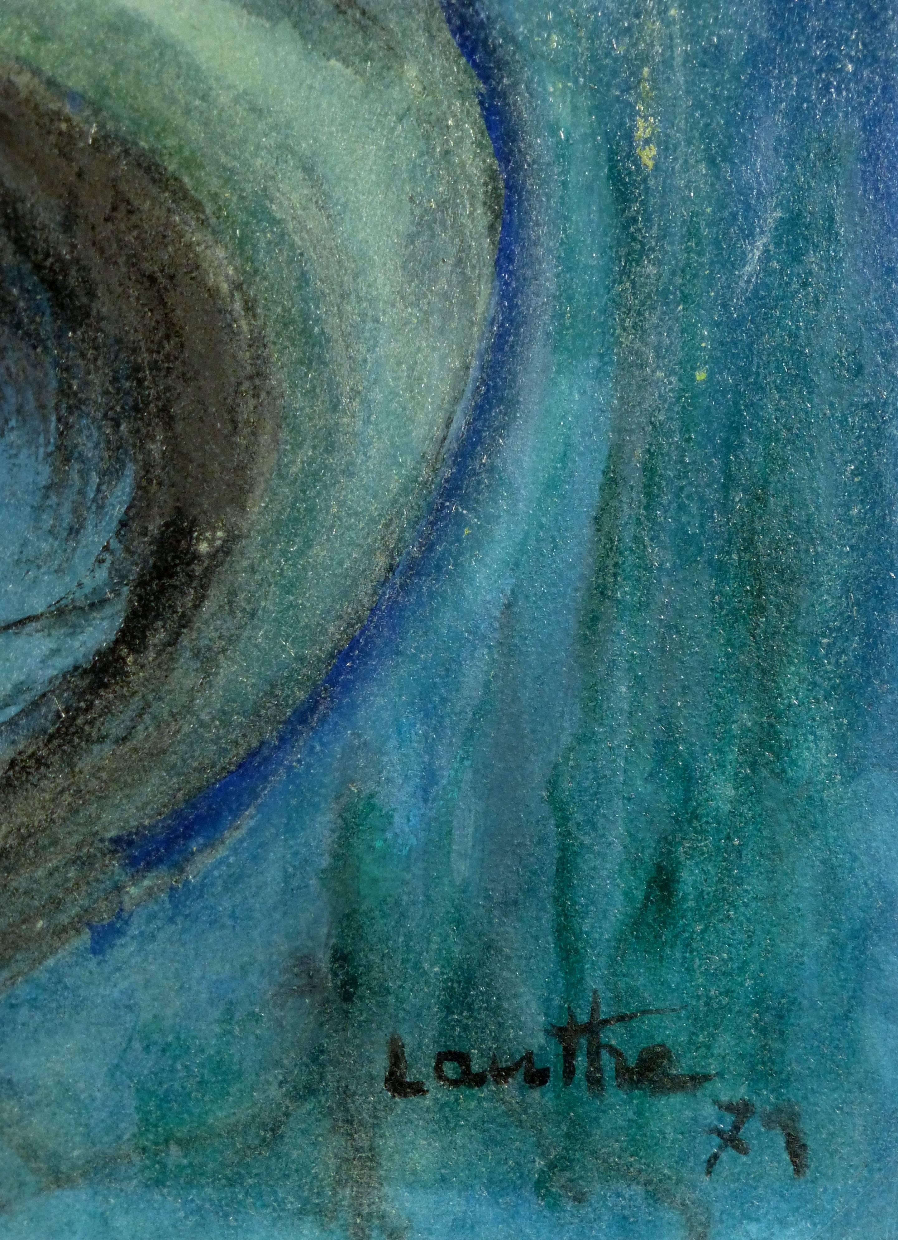 Pez Verde Azul Vivo - Painting de Jean-Charles Lauthe