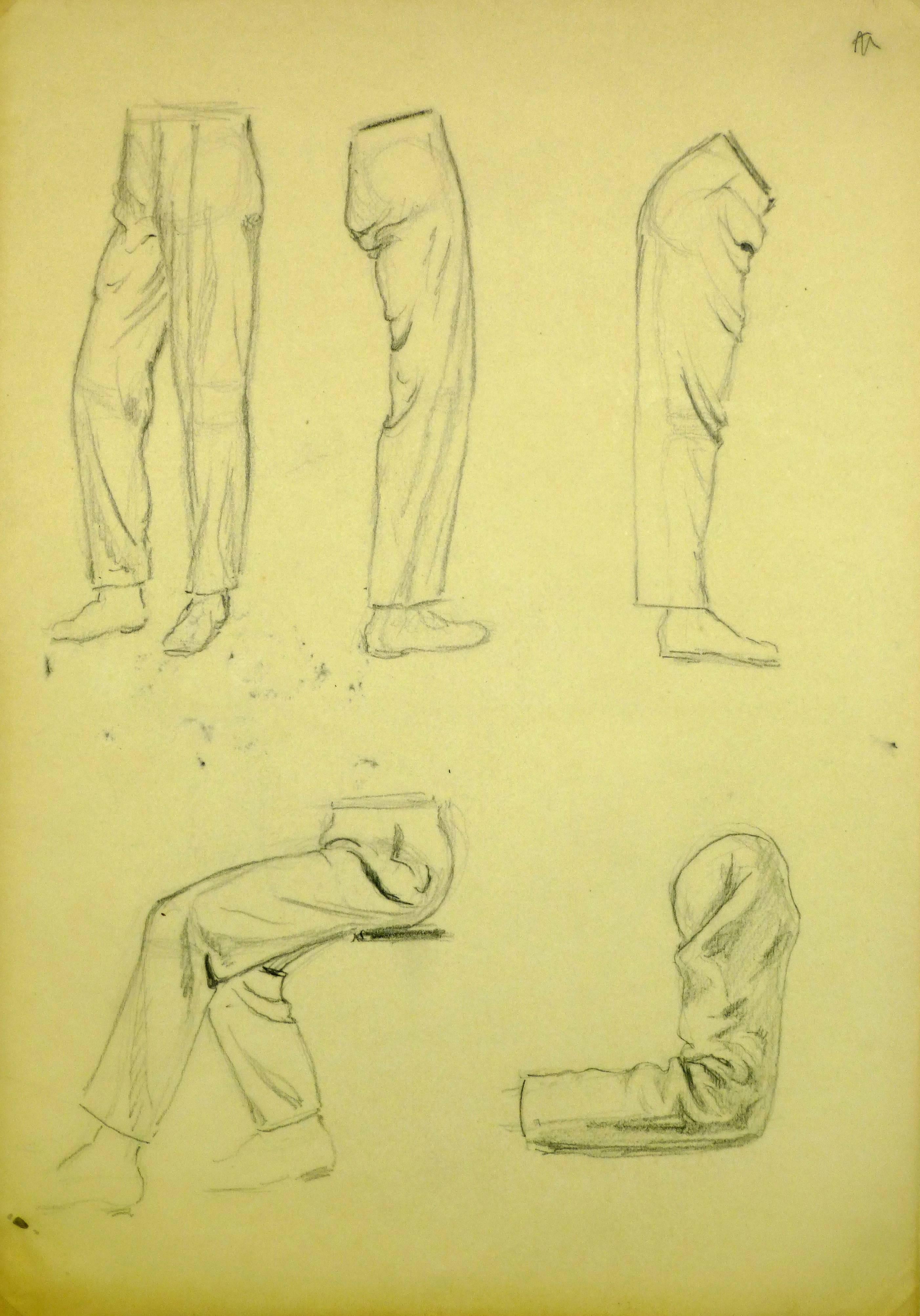 Werner Bell Figurative Art - Pencil Sketch of Men's Legs