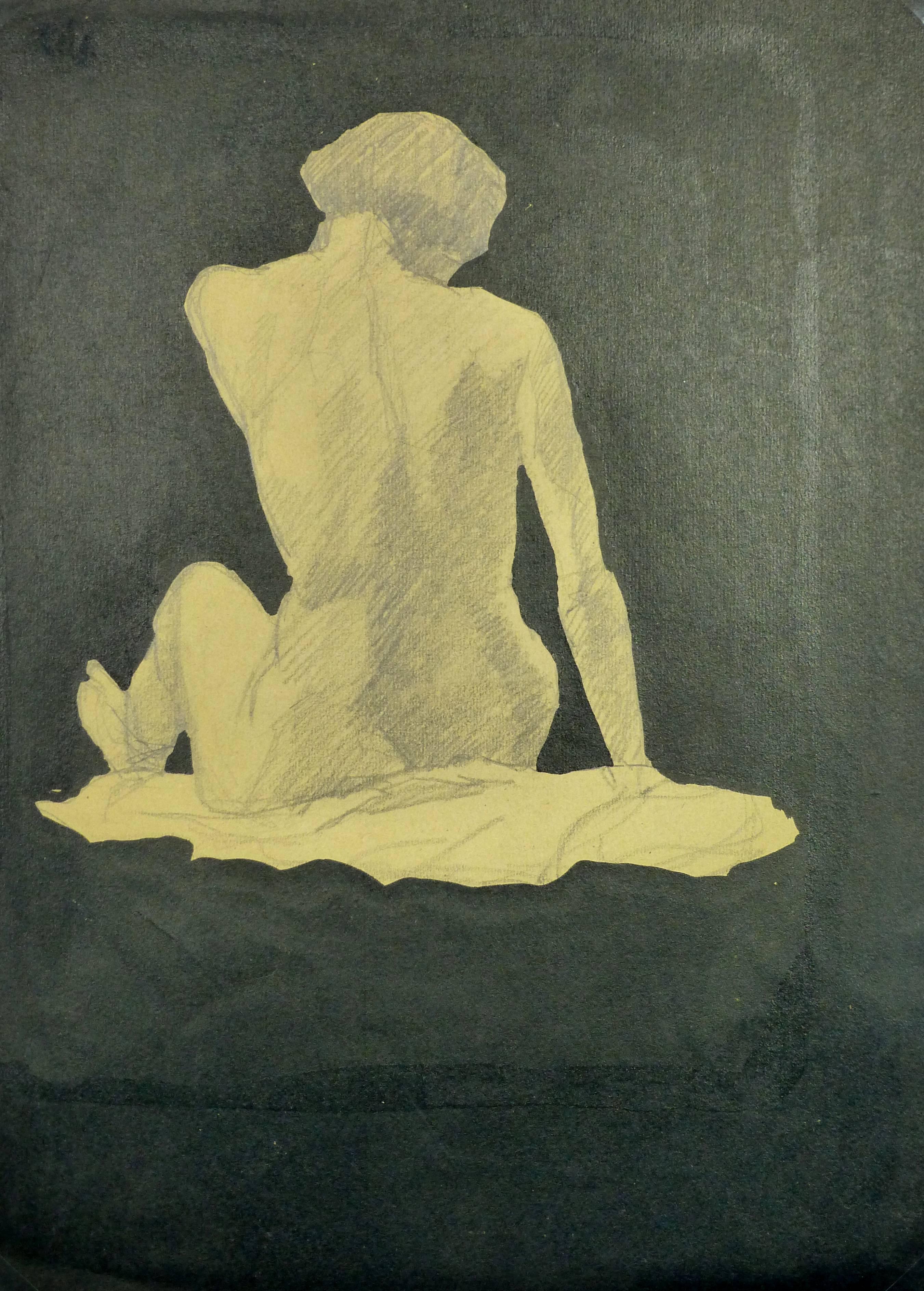 Nude Figure in Pencil and Ink - Art by Unknown