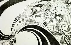 Modern Black and White Abstract Spiral