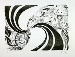 Modern Black and White Abstract Spiral