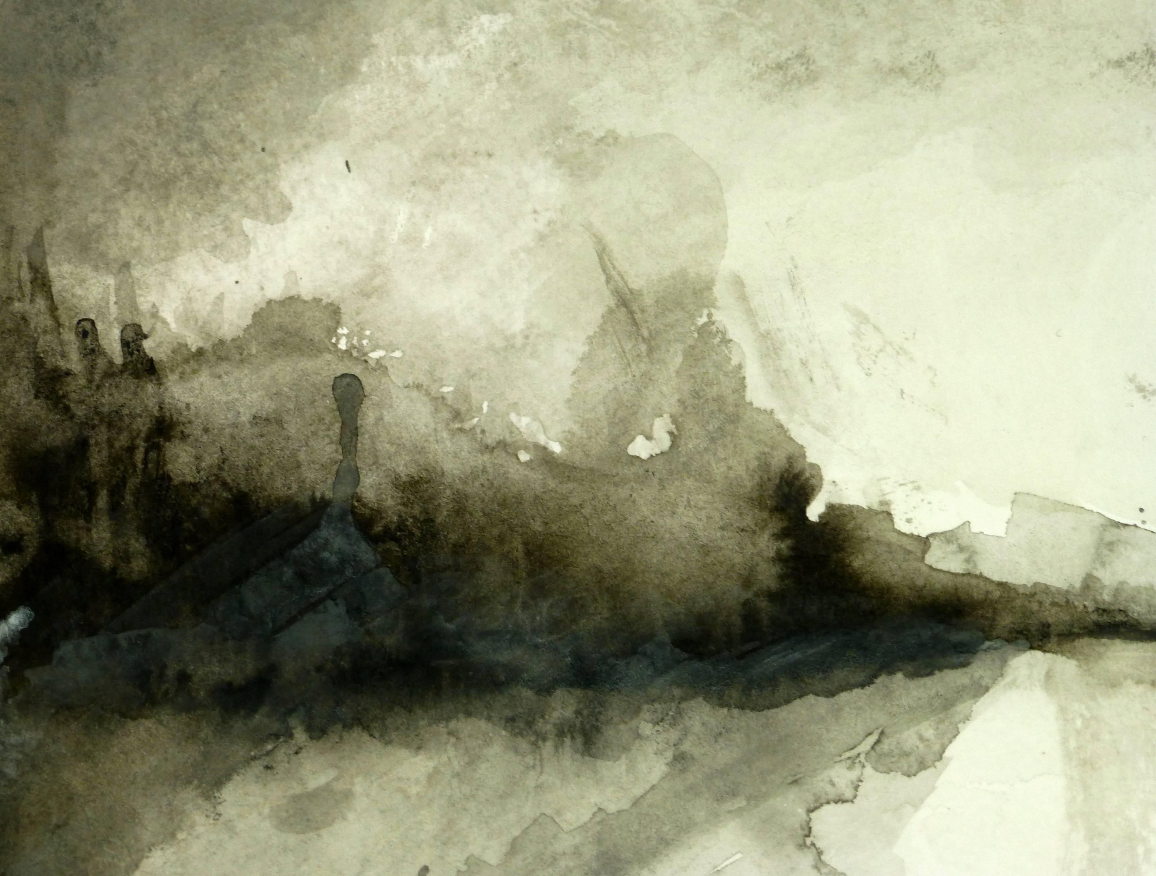 Modern Abstract French Ink Wash - Art by Unknown