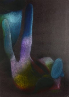 Abstract Oil Pastel in Muted Blues & Purples