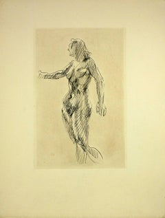 Vintage Nude Female Etching