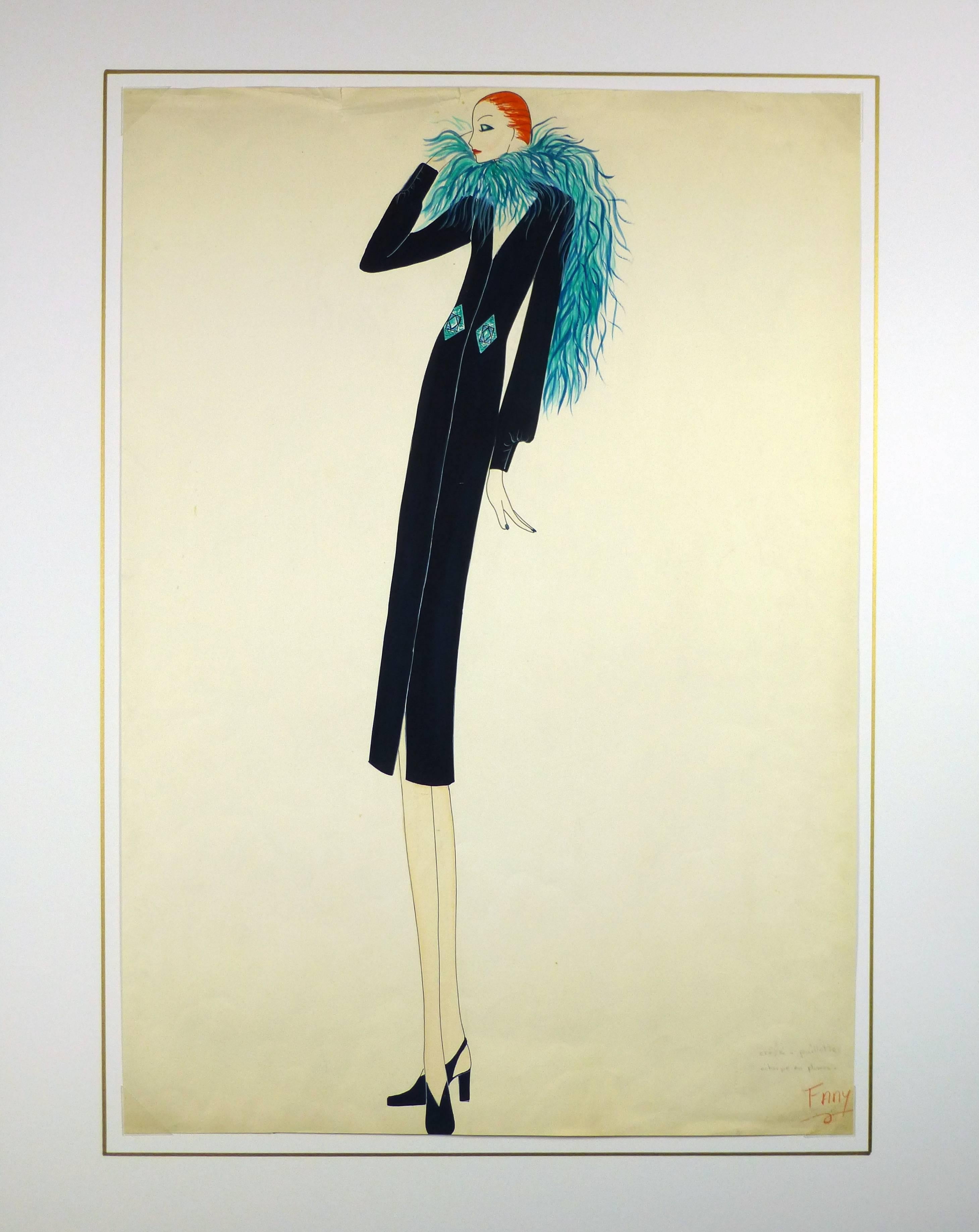 Woman with Blue Boa For Sale 1