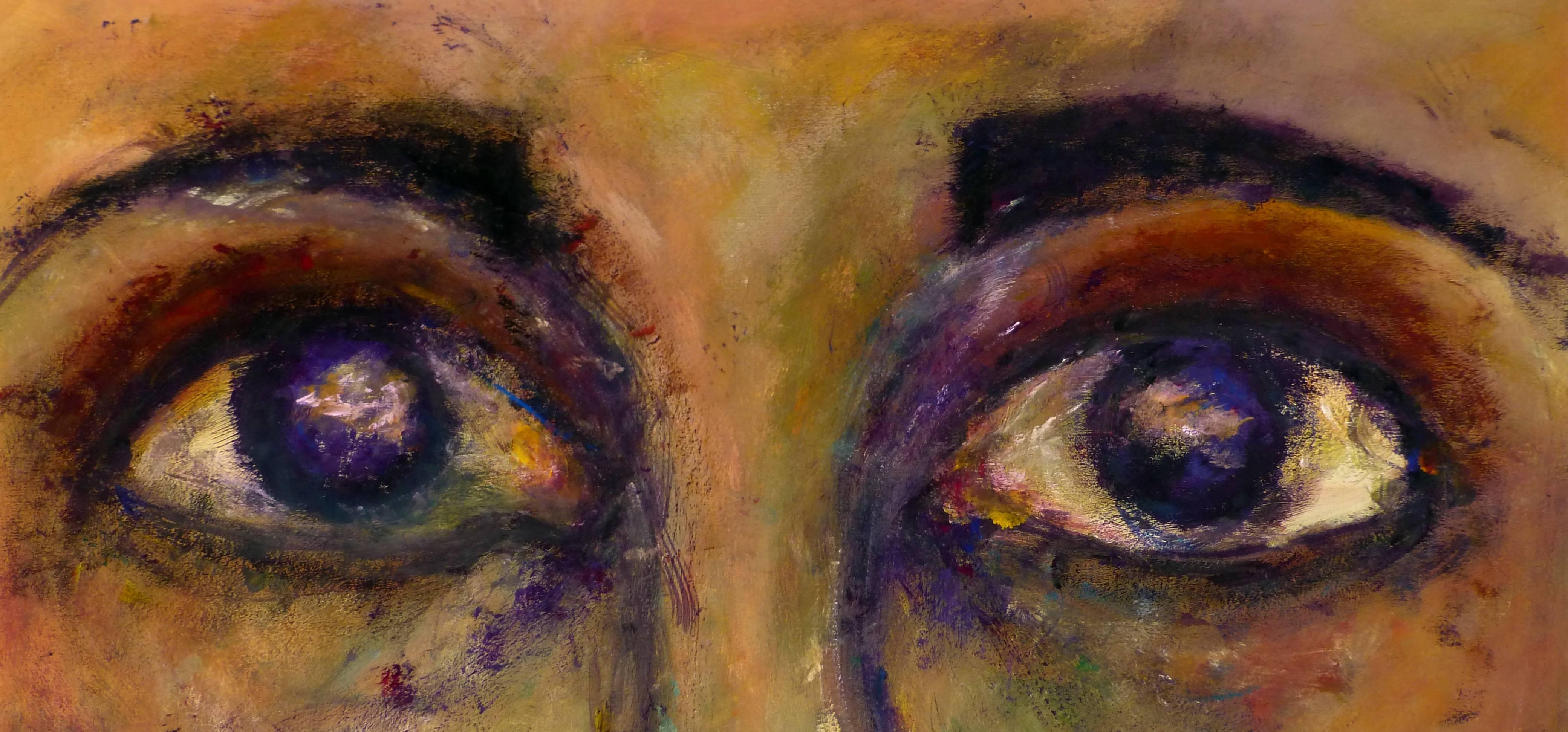 Unknown Figurative Painting - Close Up of Eyes in Oil