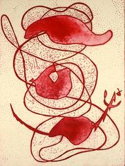 Red Abstract Aquatint