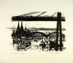 Stadt Wasserstraße unter Brücke
