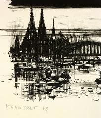 Vías navegables de la ciudad bajo el puente