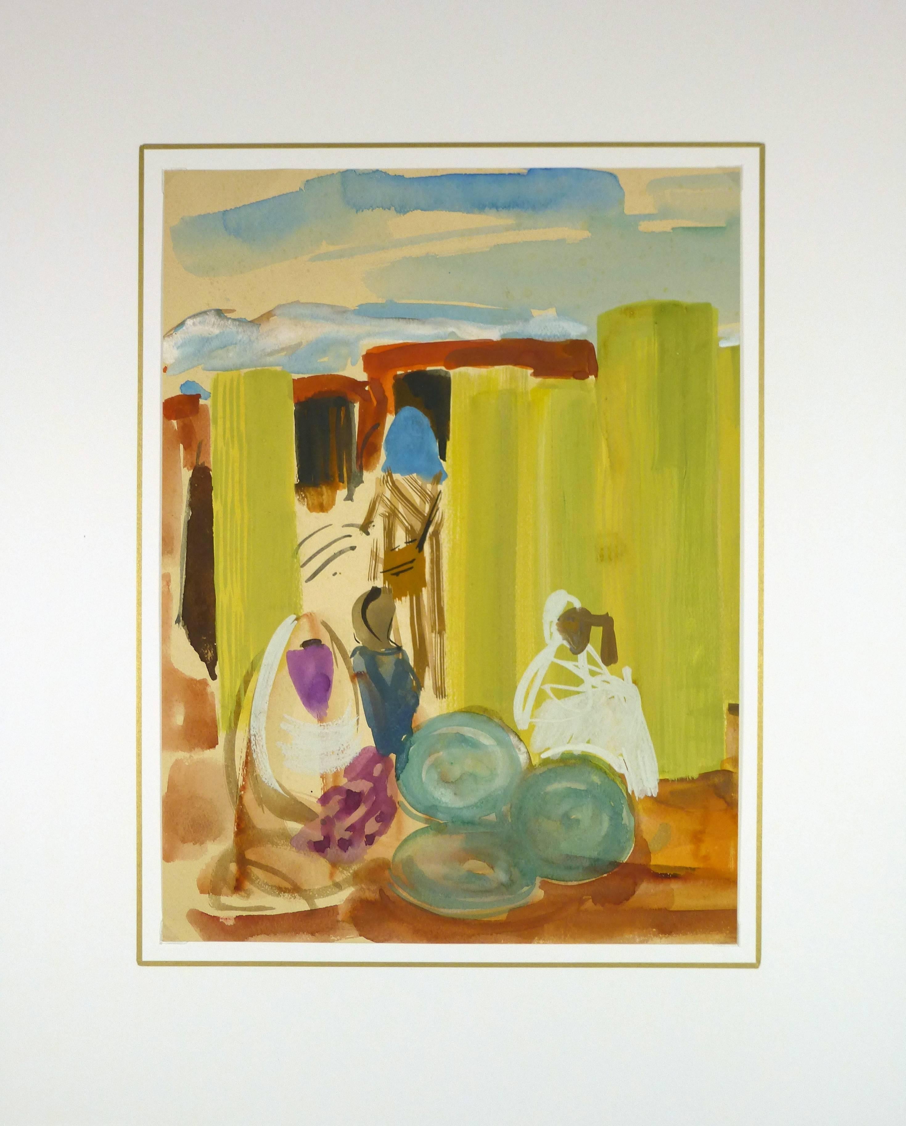 Afrikanische Frauen auf dem Markt (Braun), Figurative Art, von Stephane Magnard