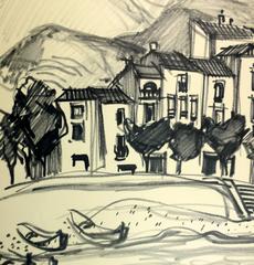 Provence Town with Mountains