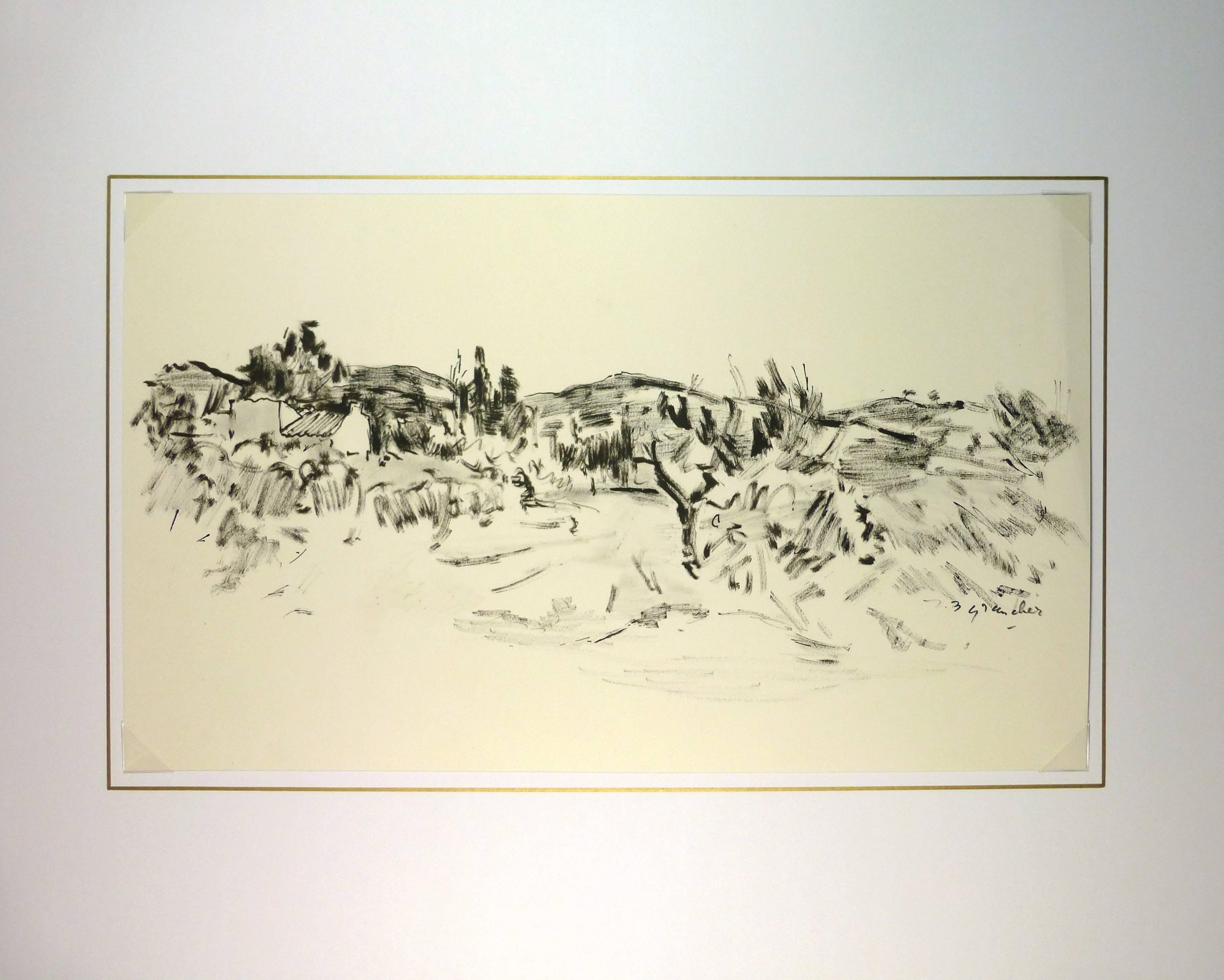 Provençal Scene in Ink - Art by Jean-Baptiste Grancher