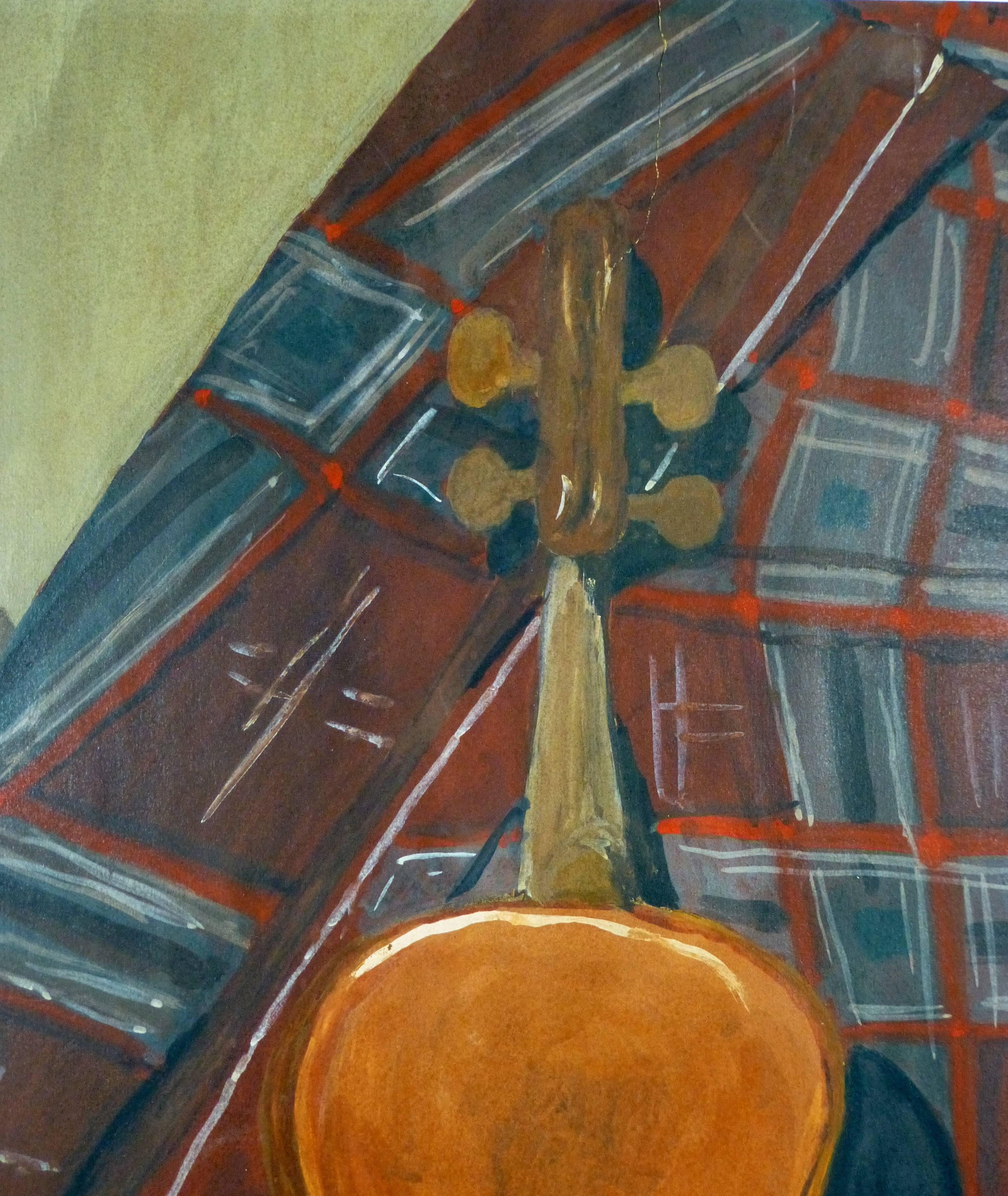 Violine im Ruhestil (Braun), Still-Life Painting, von Robert Cerouge