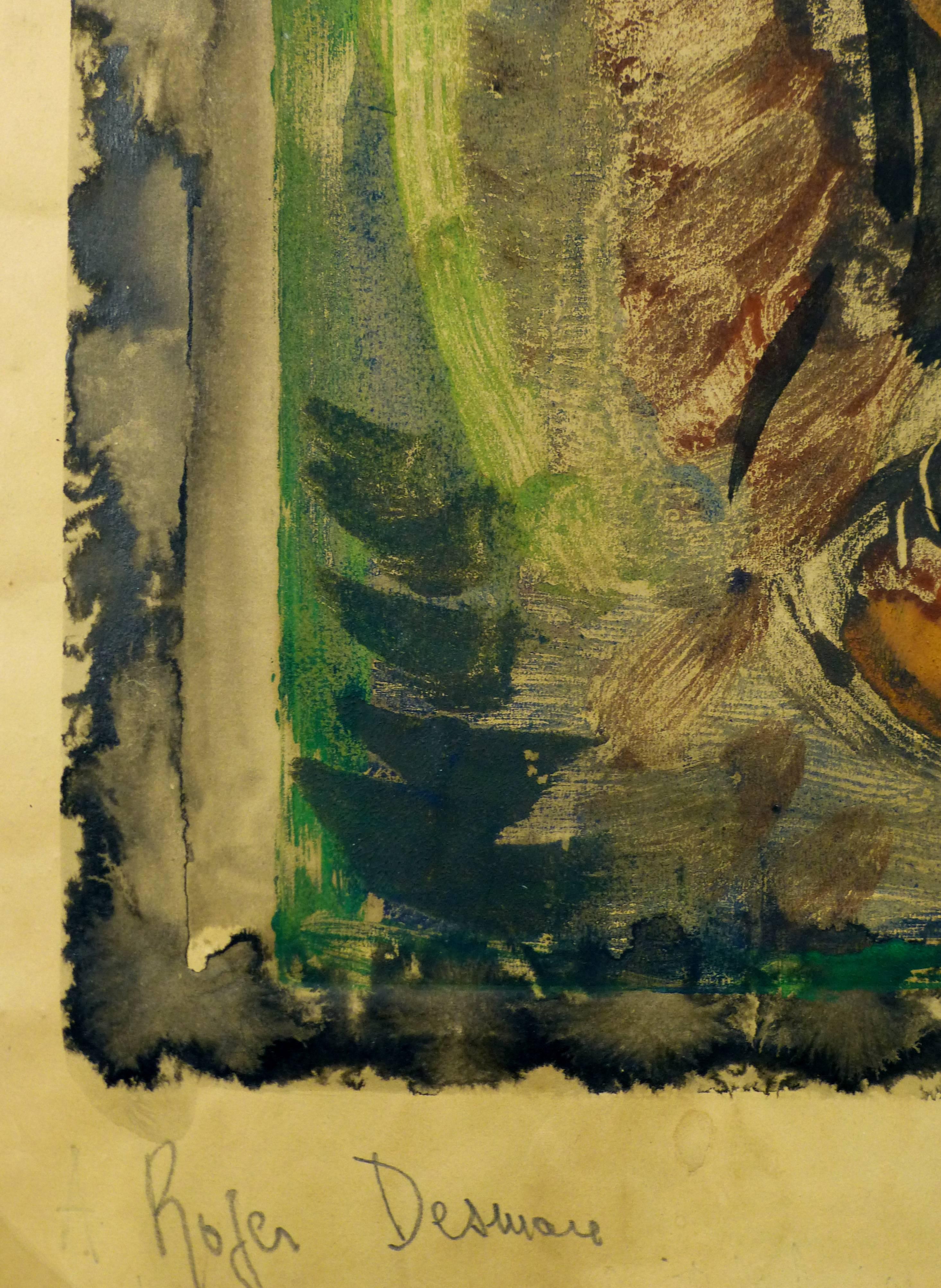 Ritratto di un manzo - Painting di Roger Desmare