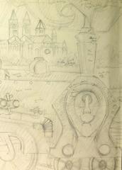 Sketches of Nudes with Architectural Elements