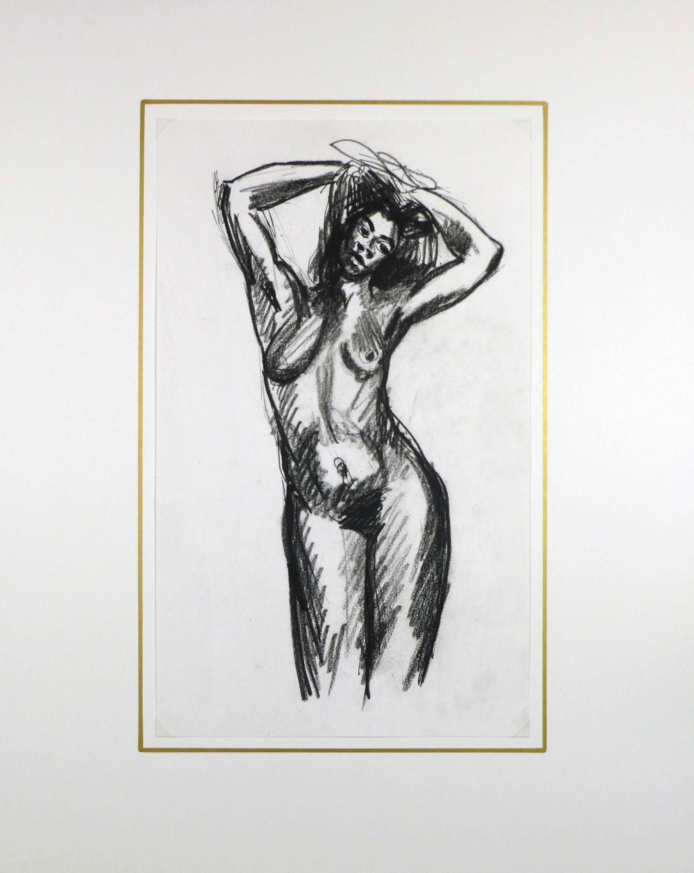 Croquis d'une femme nue au fusain - Gris Nude par Unknown