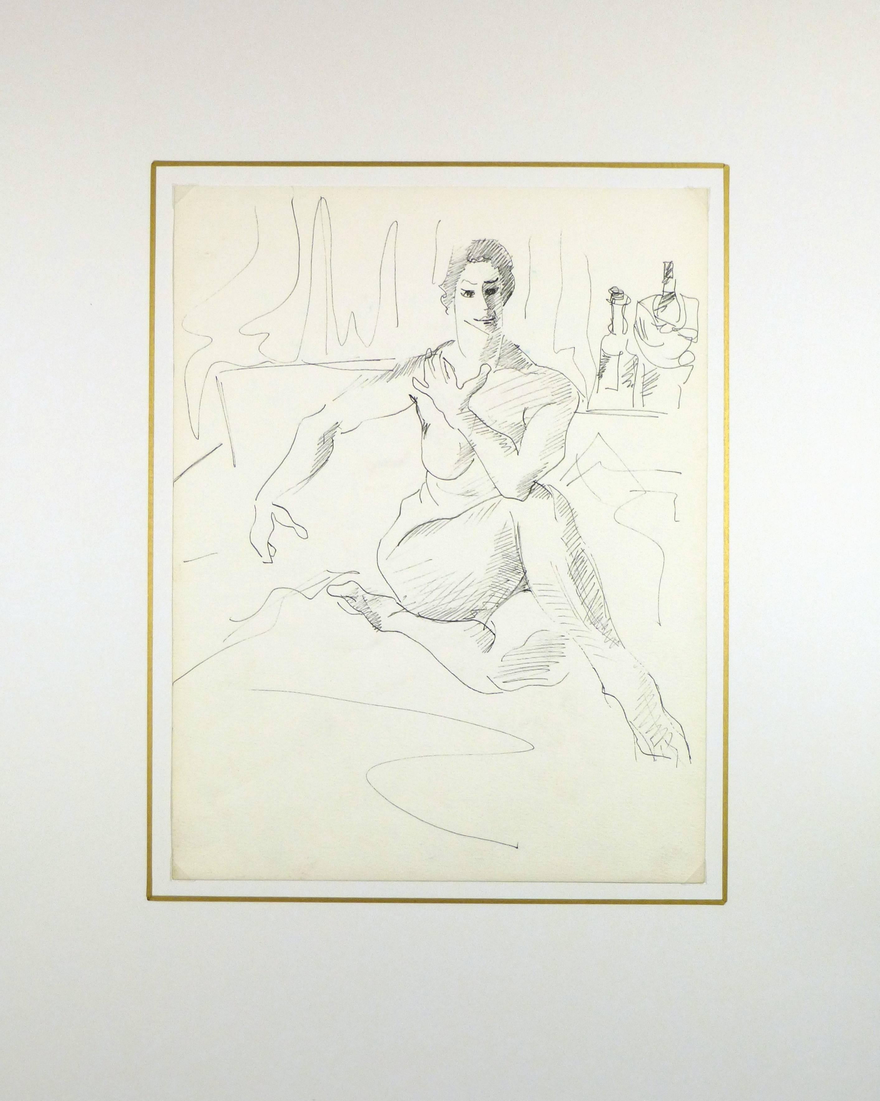 Femme nue aux jambes croisées - Beige Nude par Unknown