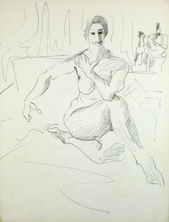 Retro Nude Woman with Legs Crossed