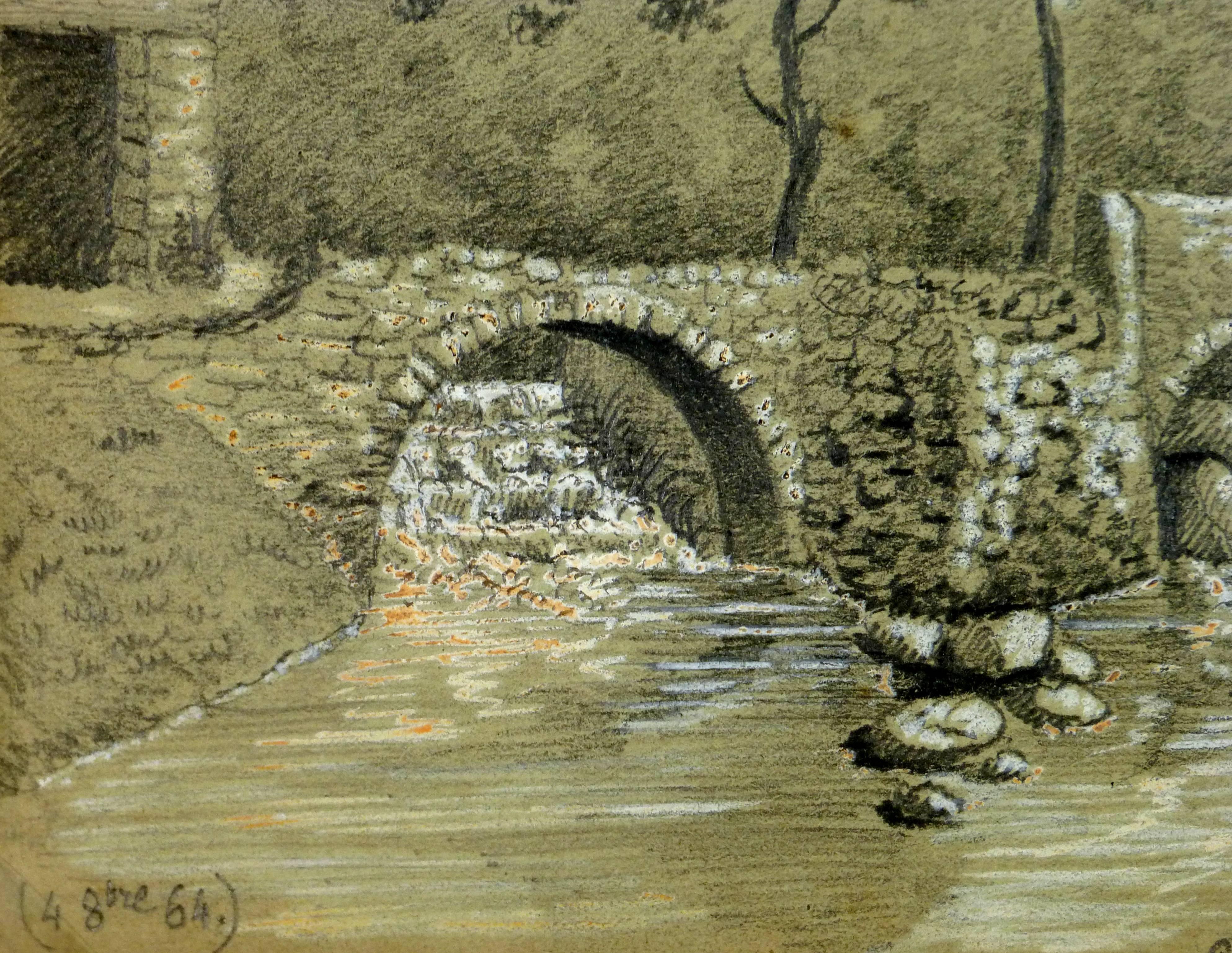 Pont de Poncet - Brown Landscape Art by Unknown