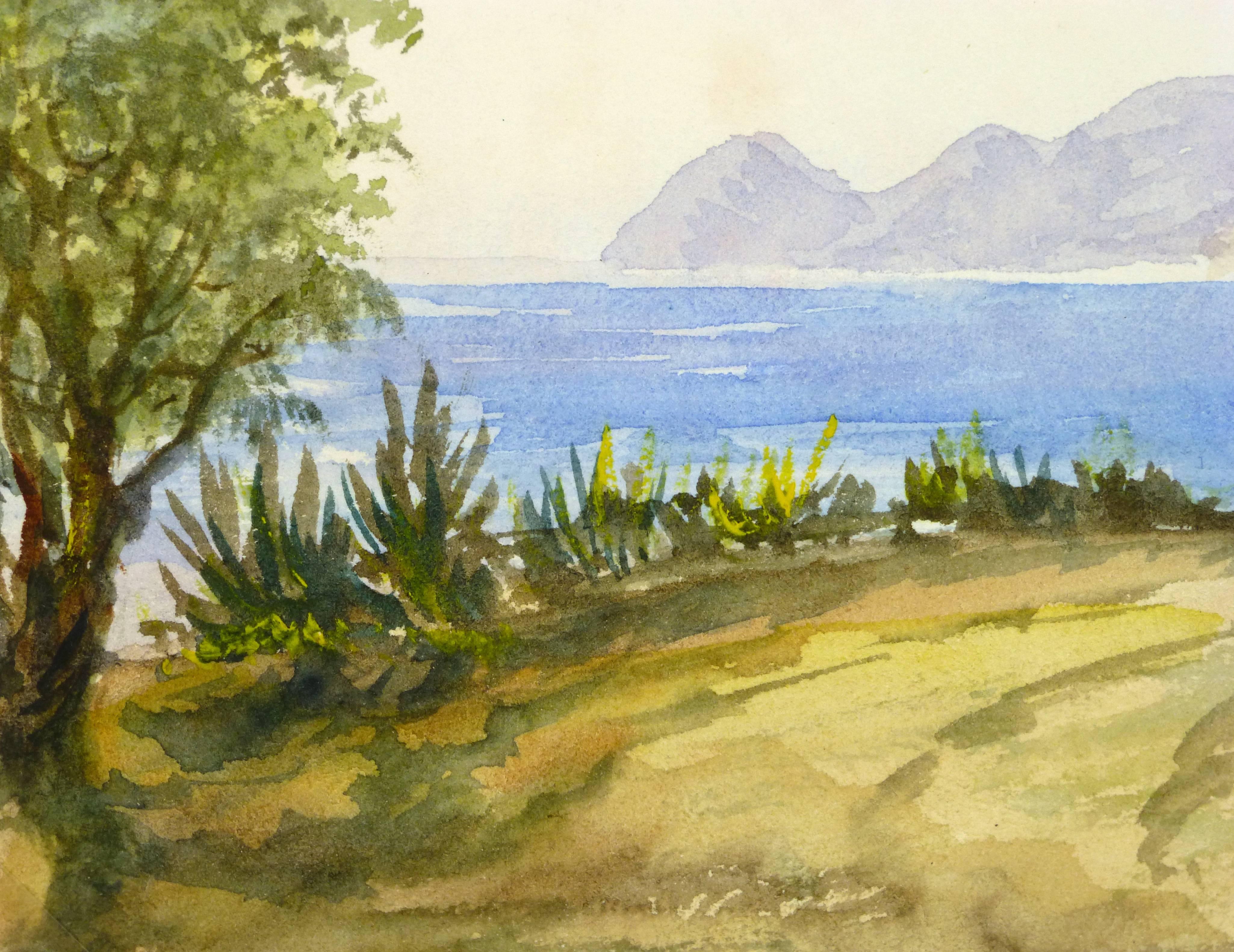 Mediterranean View - Gray Landscape Art by Unknown