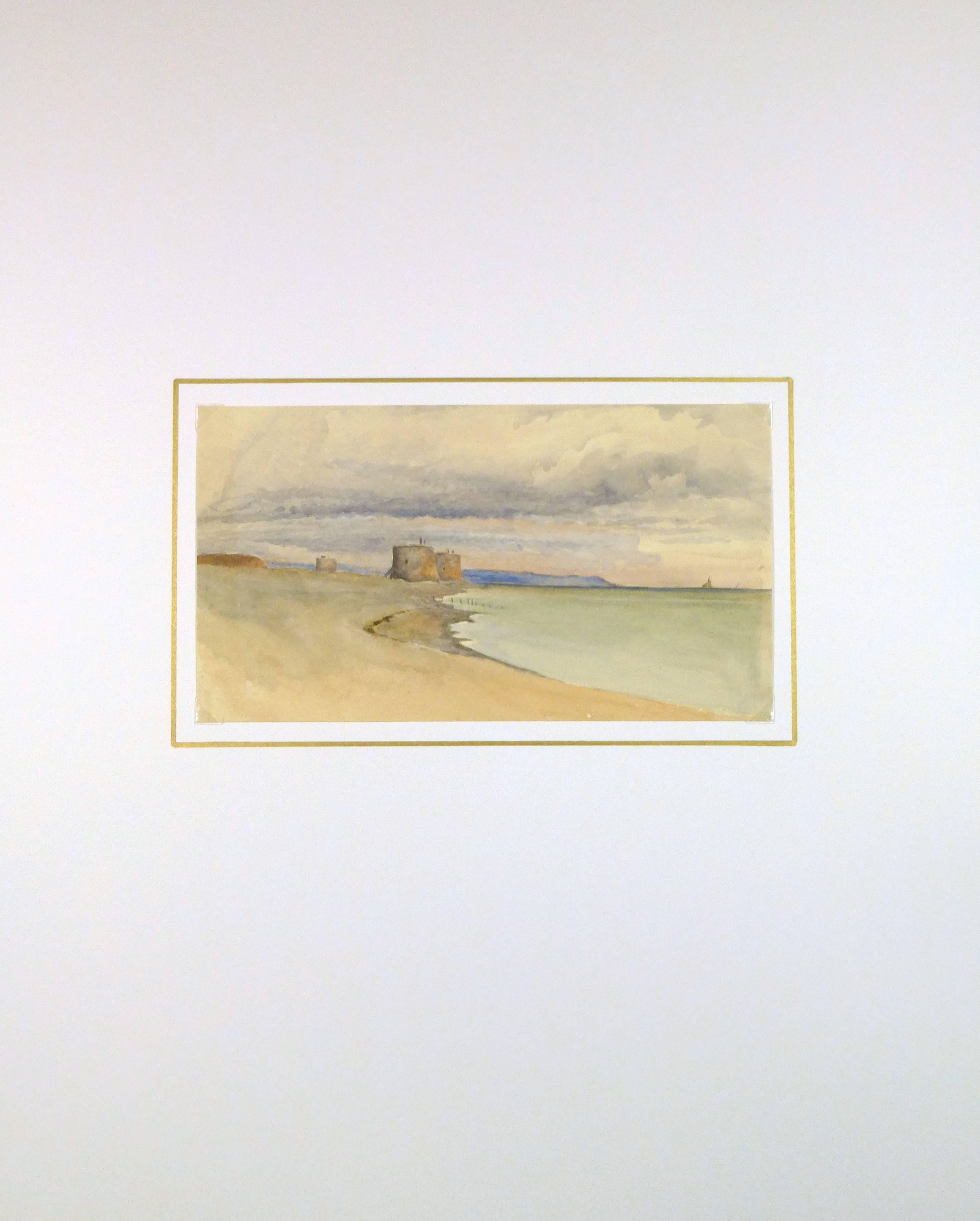 Beach Watercolor - Beige Landscape Art by Unknown
