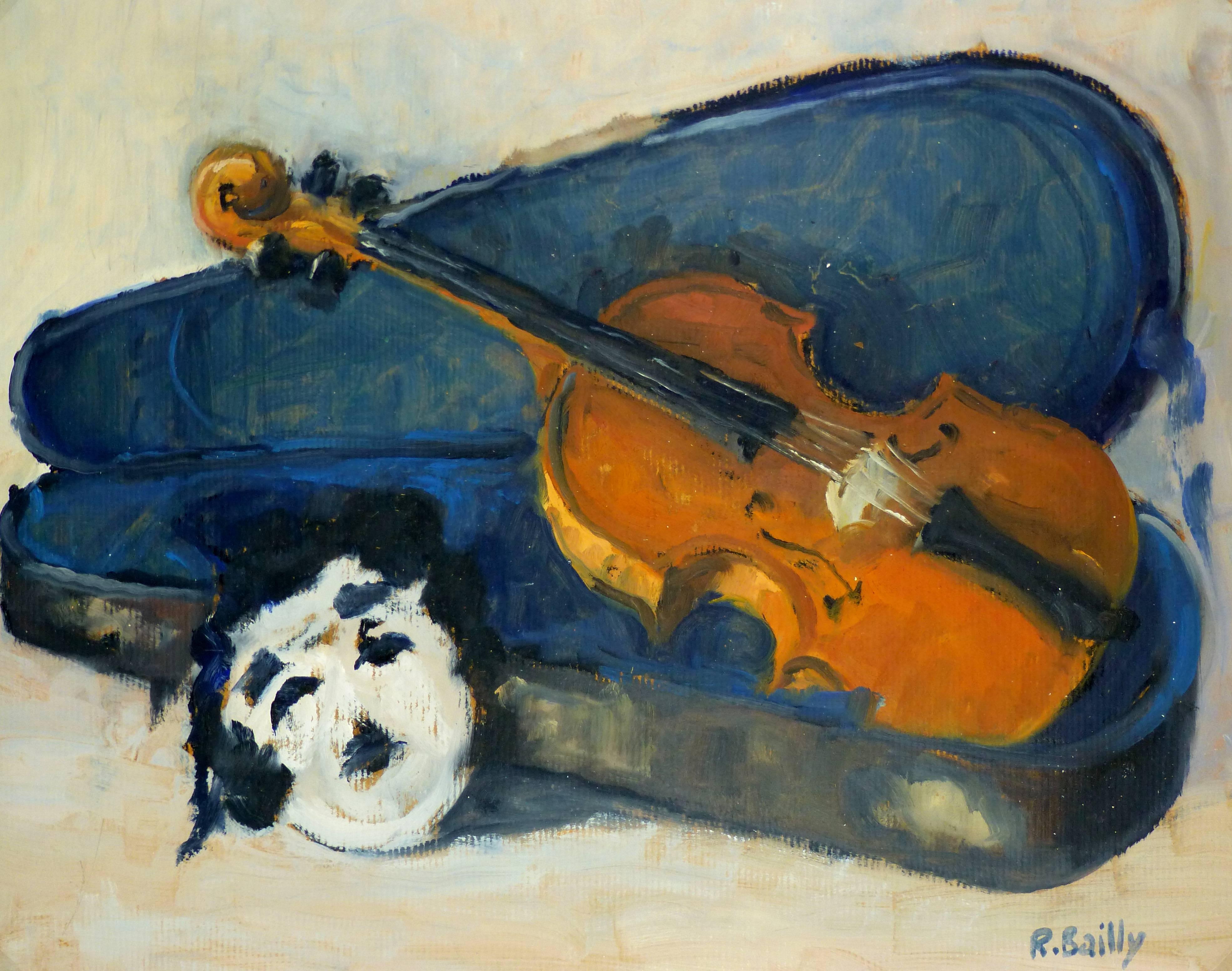 Raymond Bailly Still-Life Painting - Violin in Case