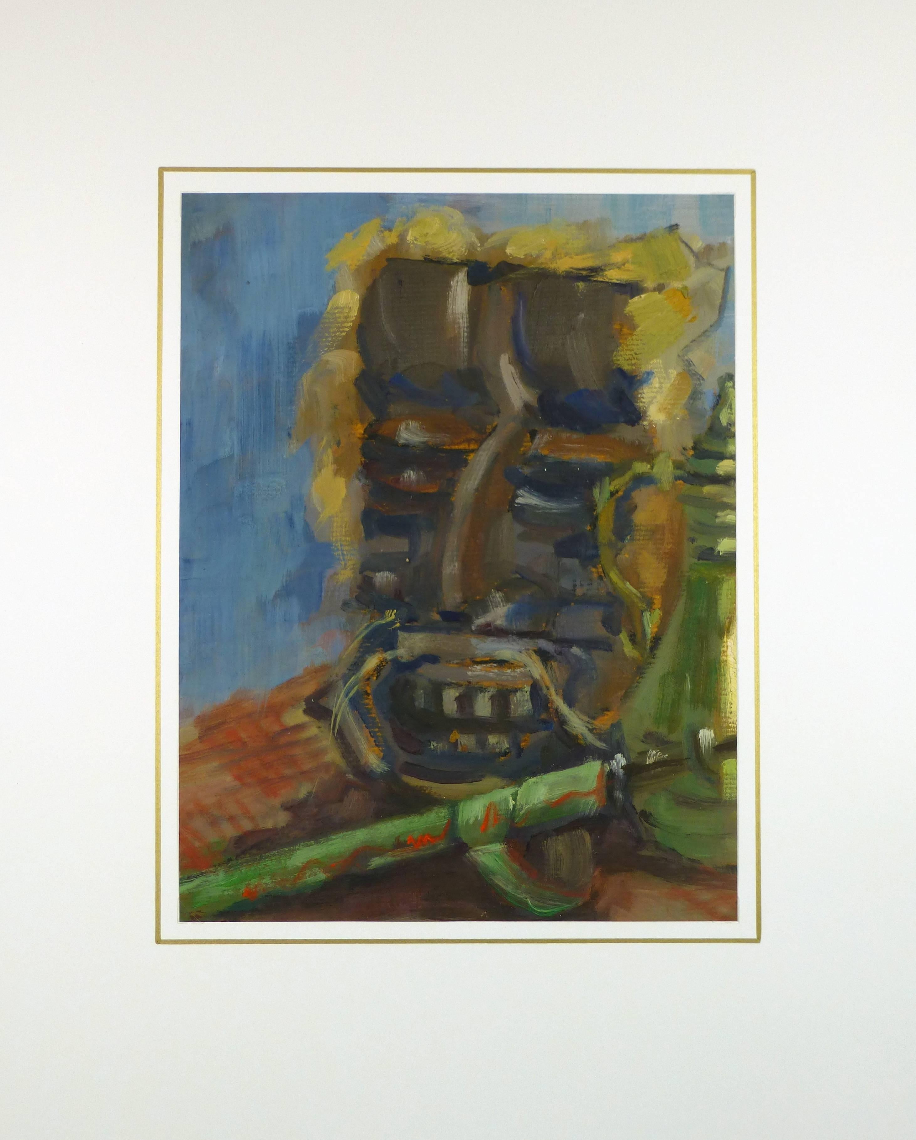 Máscara indígena grande - Still-Life Painting Gris de Raymond Bailly