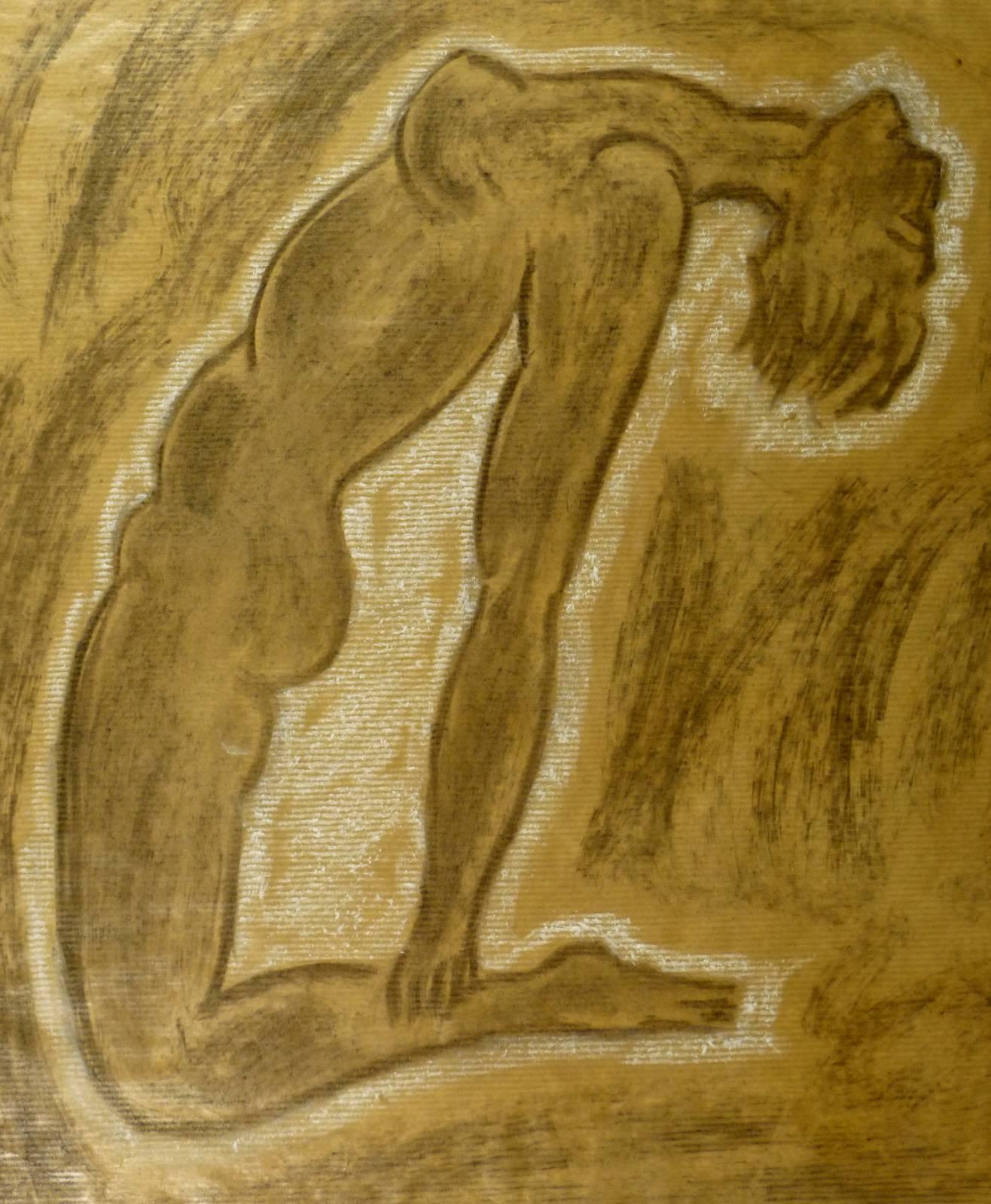 Desnudo femenino arqueado en carboncillo - Art de Unknown